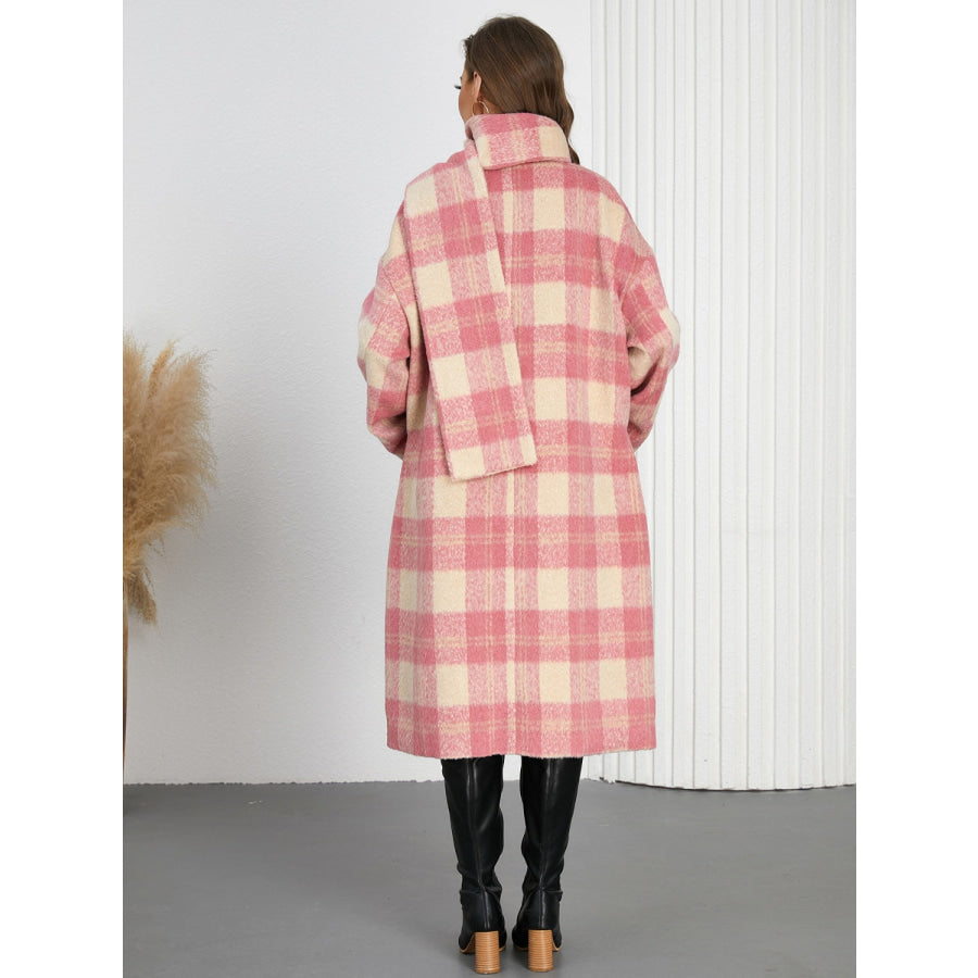 Plaid Button Up Long Sleeve Coat Apparel and Accessories