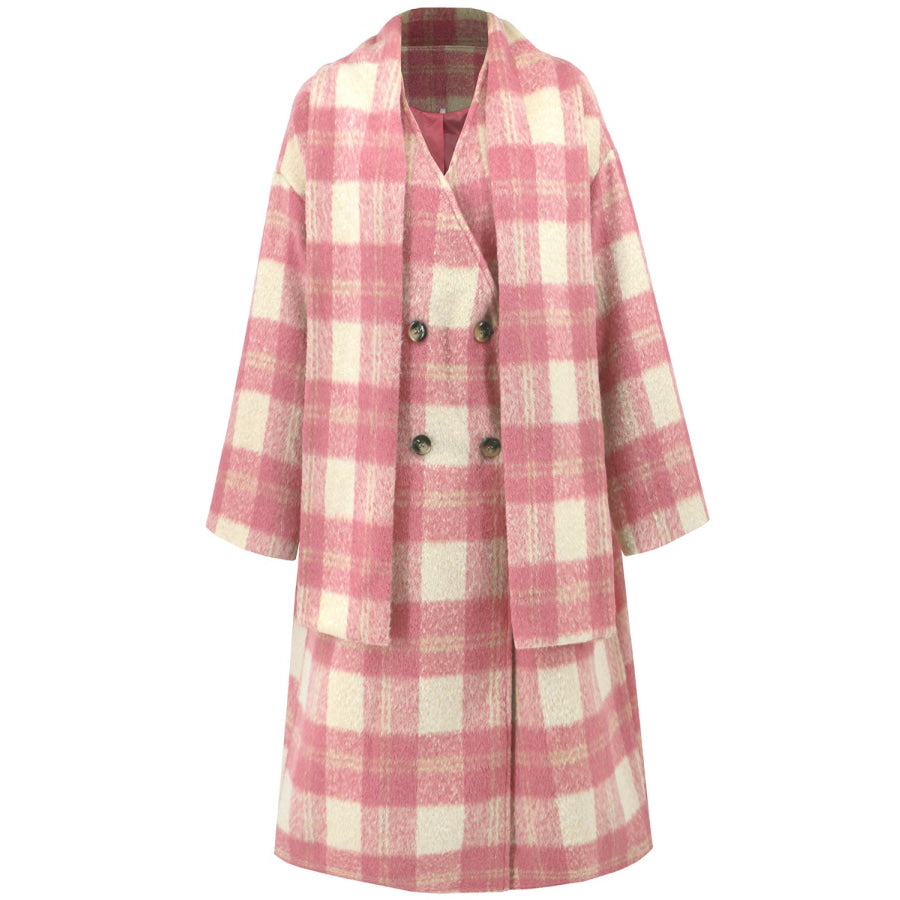 Plaid Button Up Long Sleeve Coat Apparel and Accessories