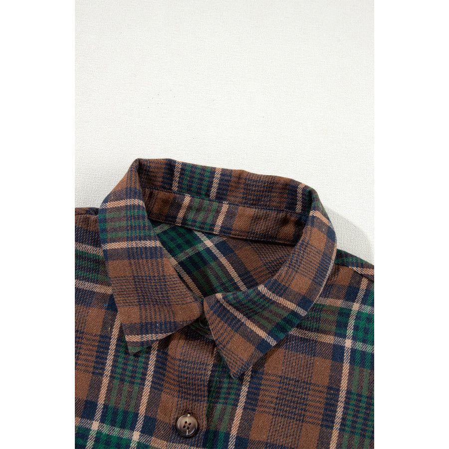 Plaid Button Up Long Sleeve Jacket Apparel and Accessories