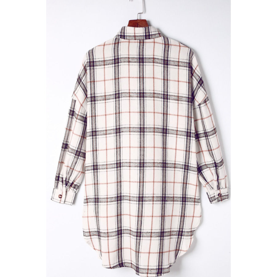 Plaid Button Up Long Sleeve Shacket Apparel and Accessories