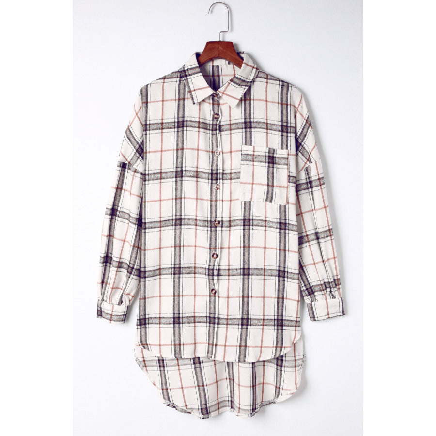 Plaid Button Up Long Sleeve Shacket Apparel and Accessories