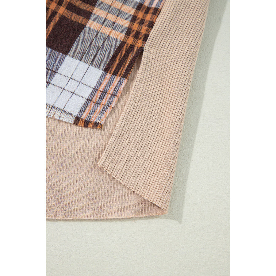 Plaid Button Up Long Sleeve Shacket Apparel and Accessories