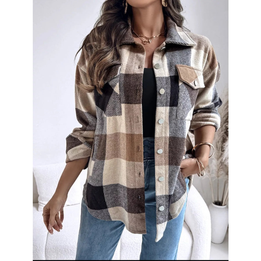Plaid Button-Up Long Sleeve Shirt Apparel and Accessories