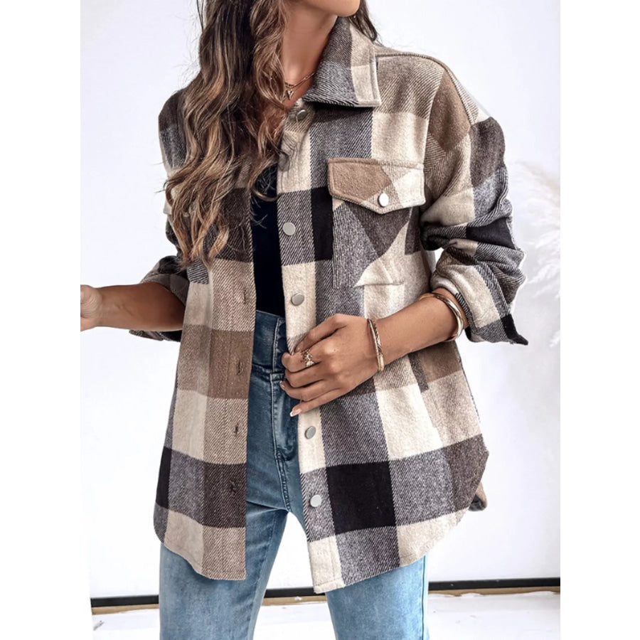 Plaid Button-Up Long Sleeve Shirt Apparel and Accessories