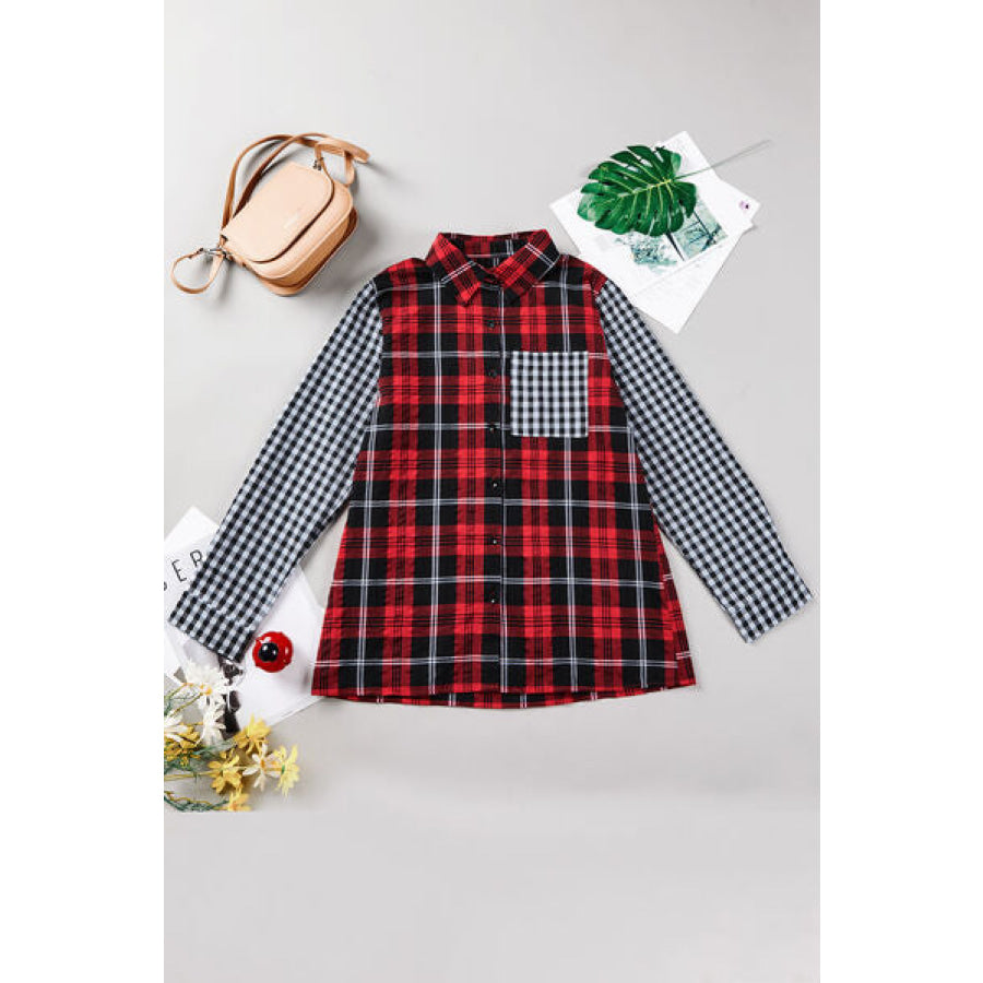 Plaid Button Up Long Sleeve Shirt Apparel and Accessories