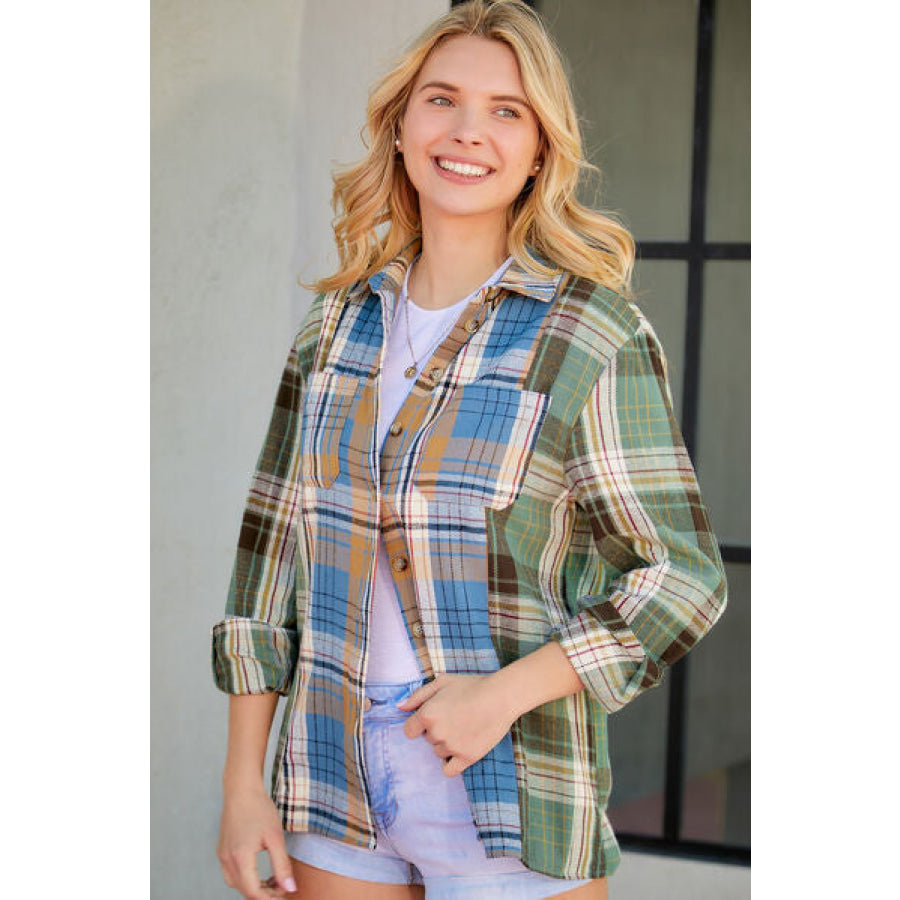 Plaid Button Up Long Sleeve Shirt Apparel and Accessories