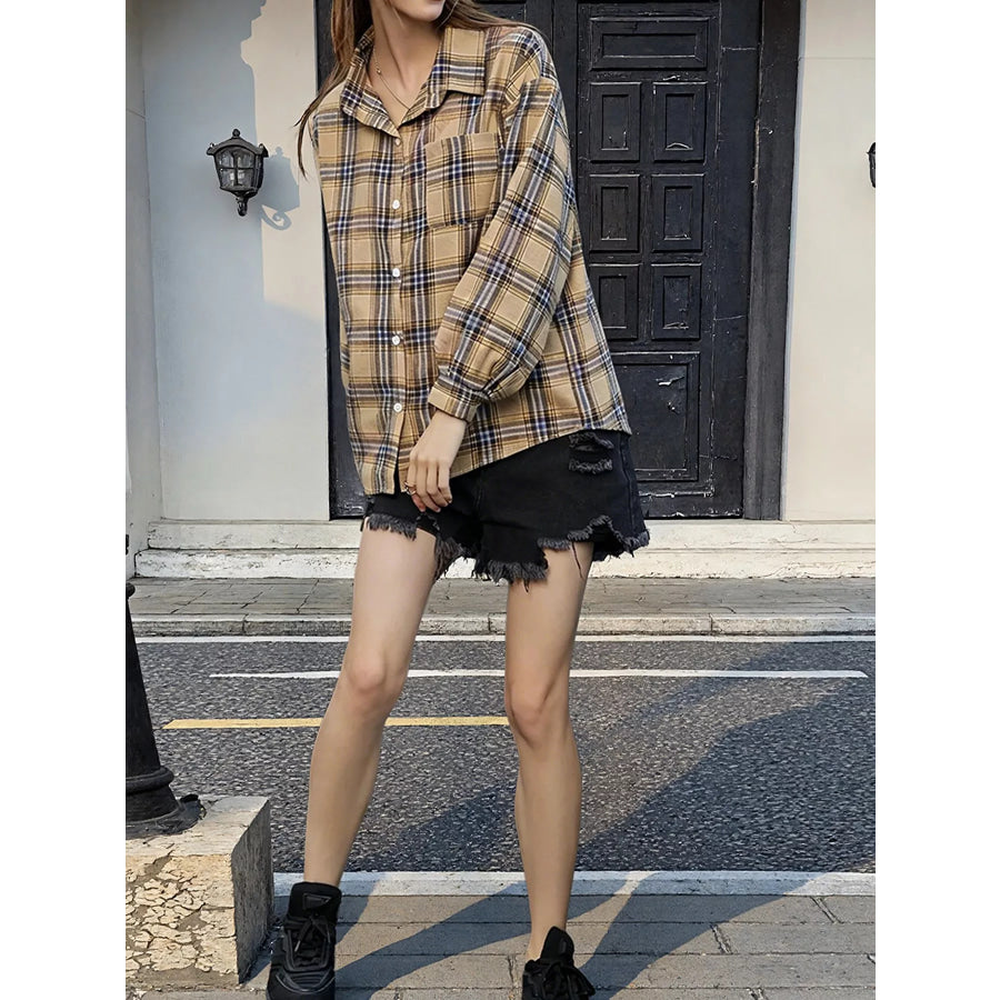 Plaid Button Up Long Sleeve Shirt Apparel and Accessories