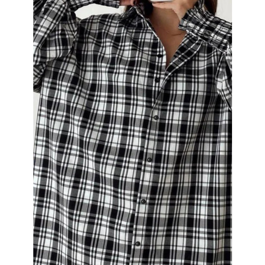 Plaid Button Up Long Sleeve Shirt Apparel and Accessories