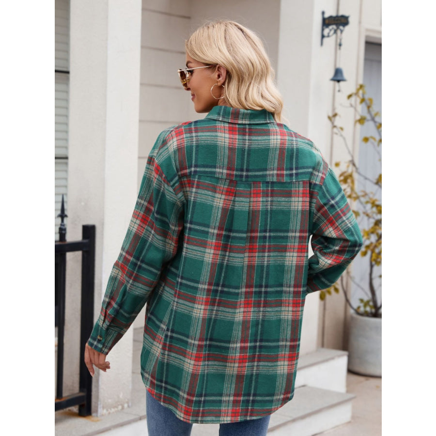Plaid Button Up Long Sleeve Shirt Apparel and Accessories