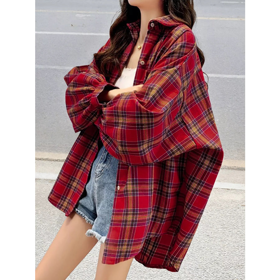 Plaid Button Up Long Sleeve Shirt Apparel and Accessories