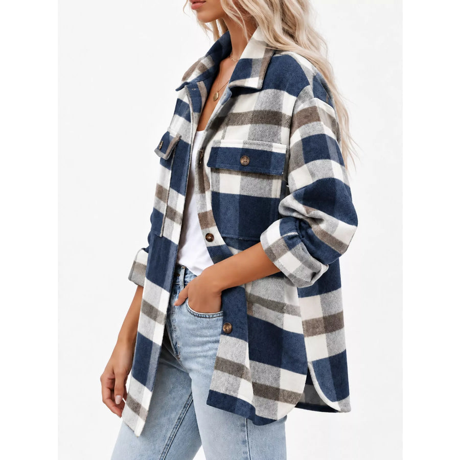 Plaid Button Up Shacket Apparel and Accessories