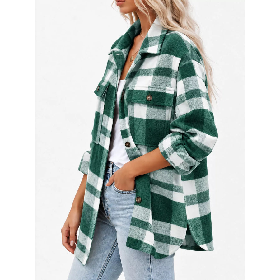 Plaid Button Up Shacket Apparel and Accessories