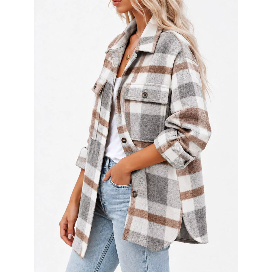 Plaid Button Up Shacket Apparel and Accessories
