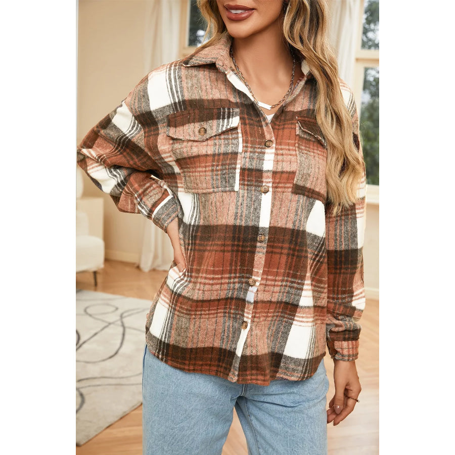 Plaid Button Up Shacket Apparel and Accessories