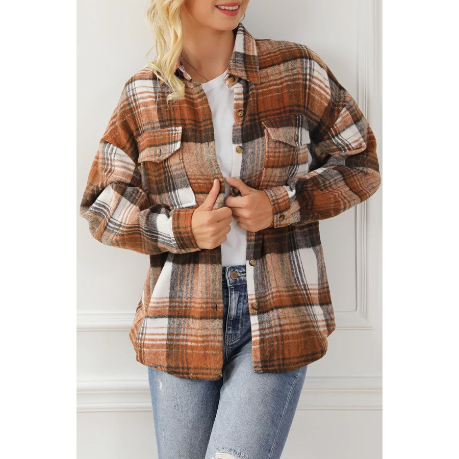 Plaid Button Up Shacket Apparel and Accessories