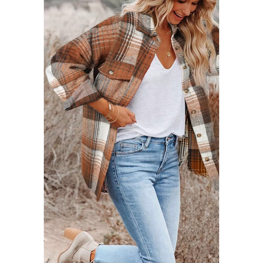 Plaid Button Up Shacket Apparel and Accessories
