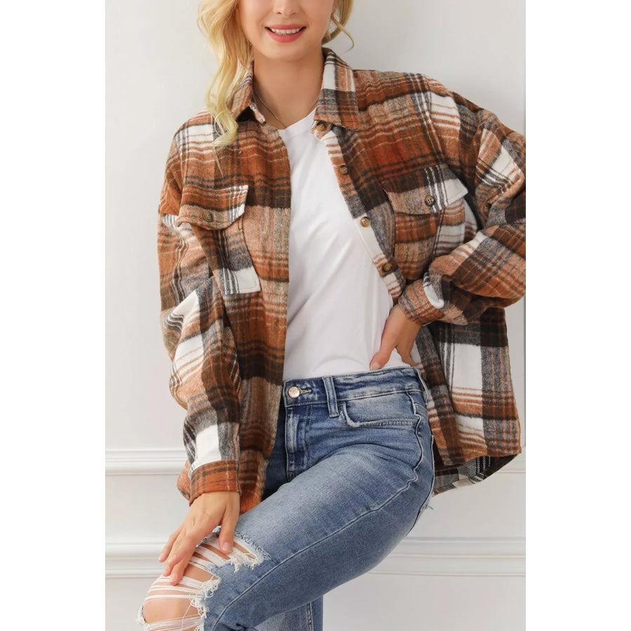 Plaid Button Up Shacket Apparel and Accessories