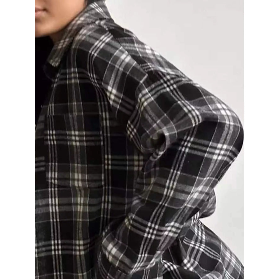 Plaid Button Up Shirt Black / S Apparel and Accessories