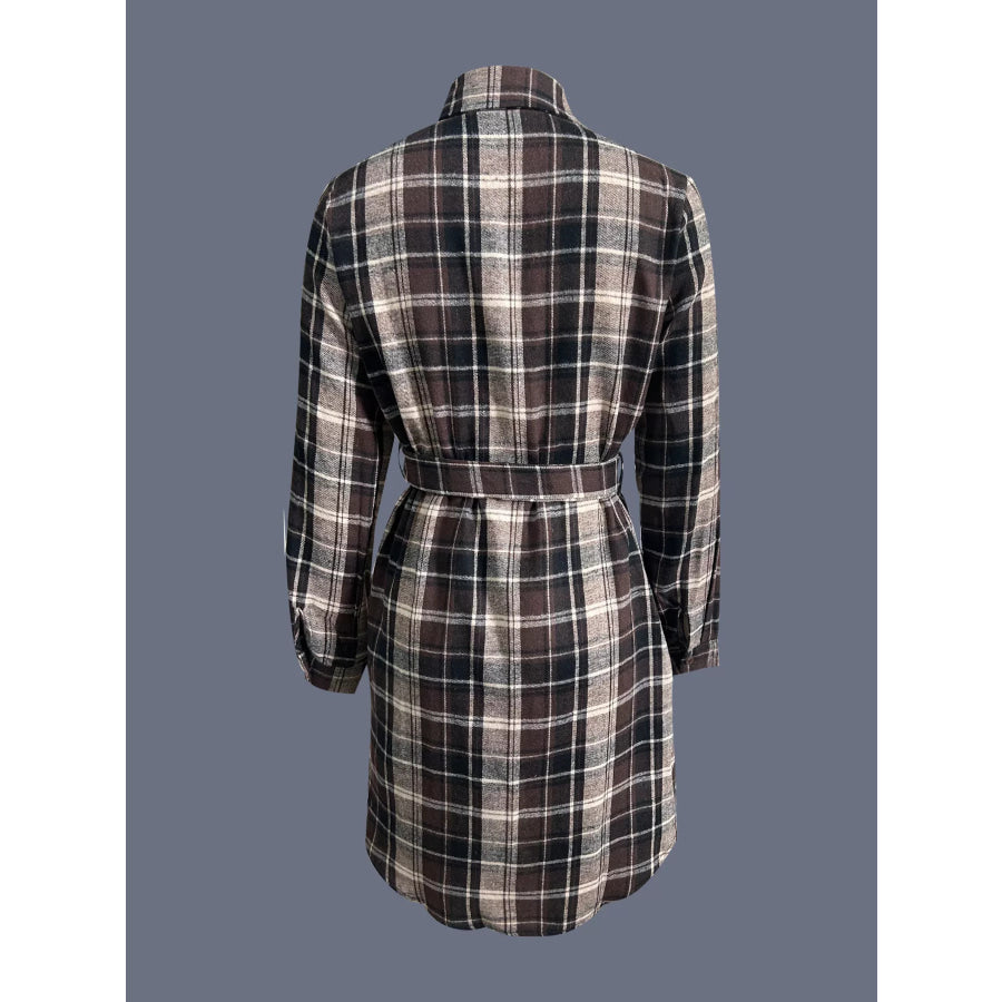 Plaid Button Up Shirt Dress Apparel and Accessories