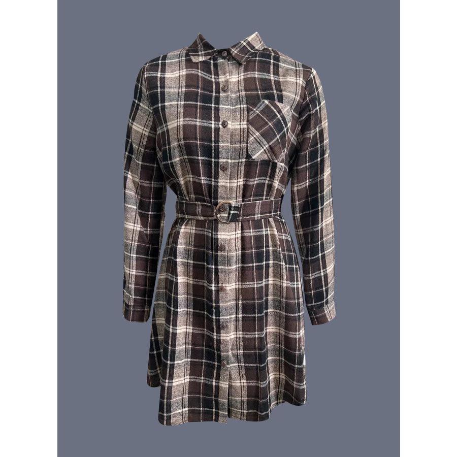 Plaid Button Up Shirt Dress Apparel and Accessories