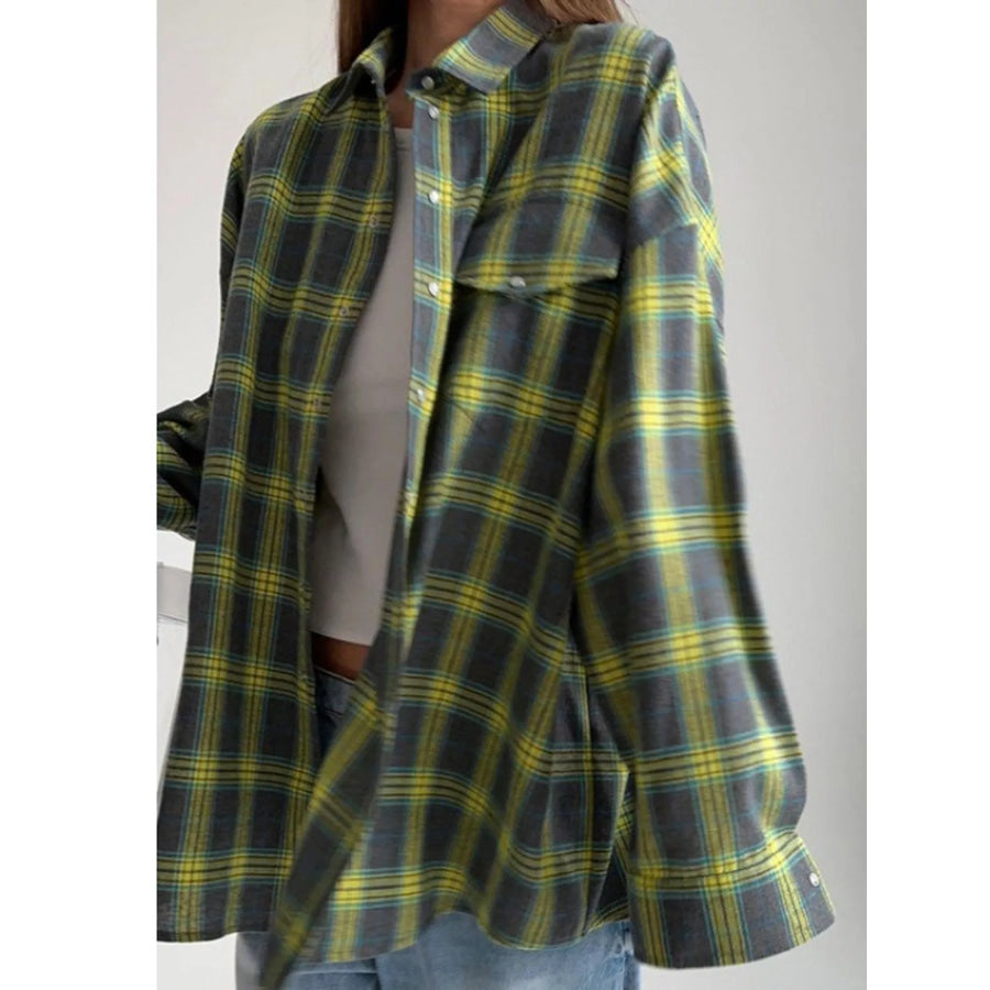 Plaid Button Up Shirt Green / S Apparel and Accessories