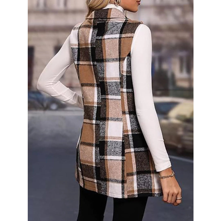 Plaid Button Up Vest Coat Apparel and Accessories