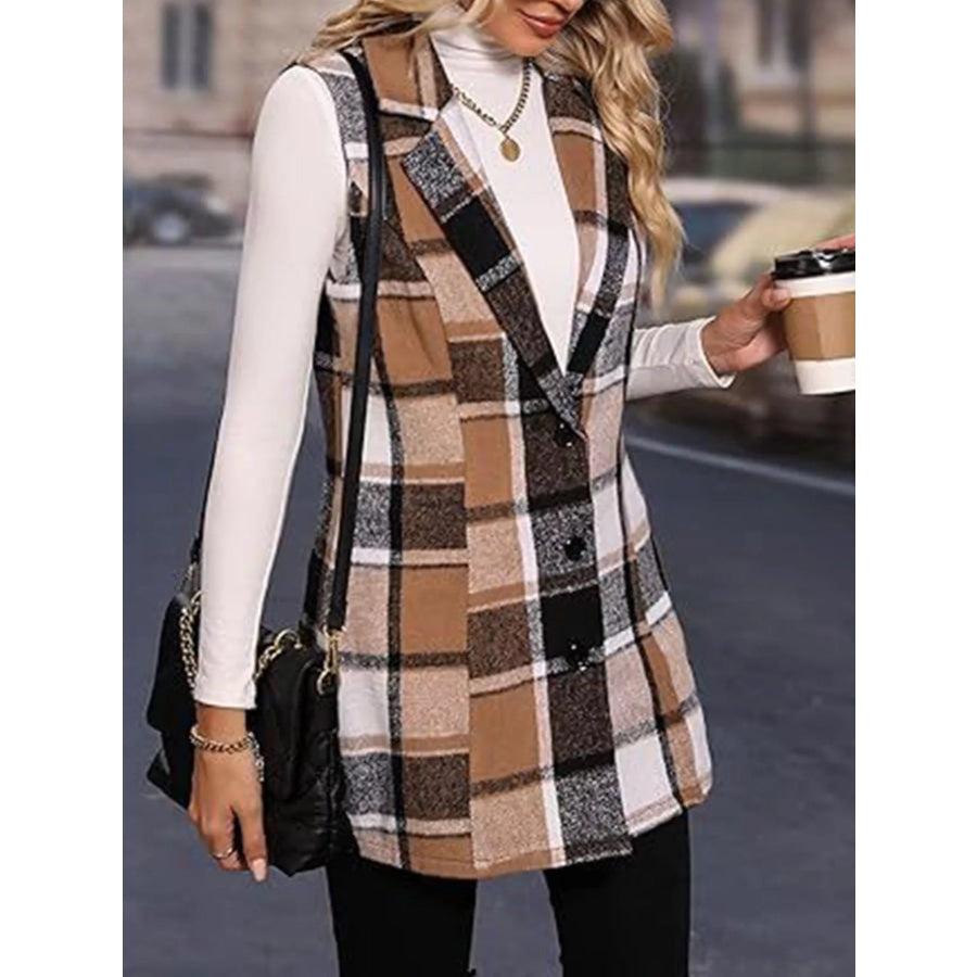 Plaid Button Up Vest Coat Apparel and Accessories