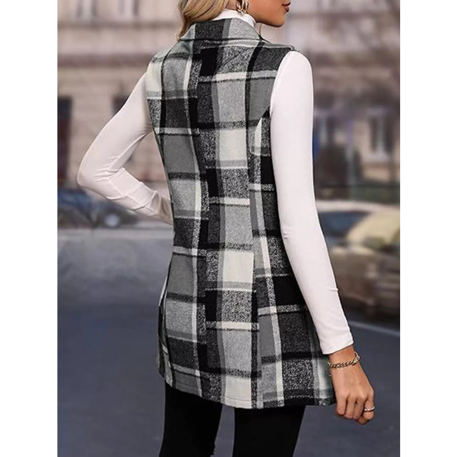 Plaid Button Up Vest Coat Apparel and Accessories