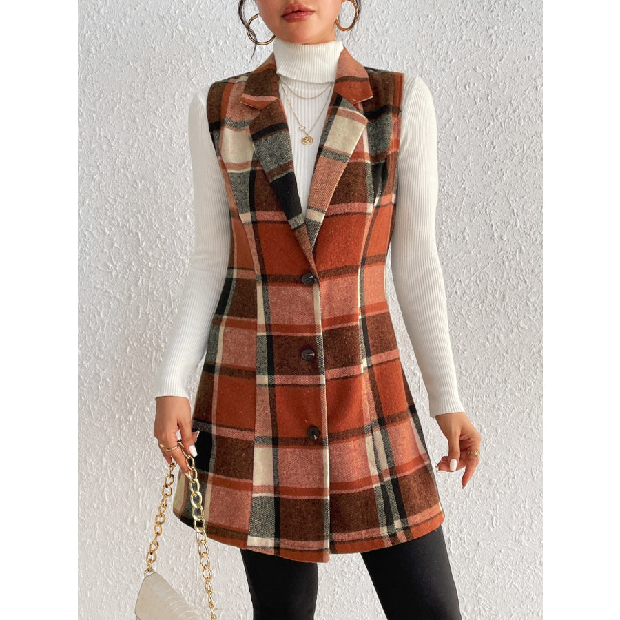 Plaid Button Up Vest Coat Apparel and Accessories