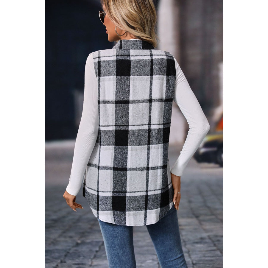 Plaid Button Up Vest Coat Apparel and Accessories