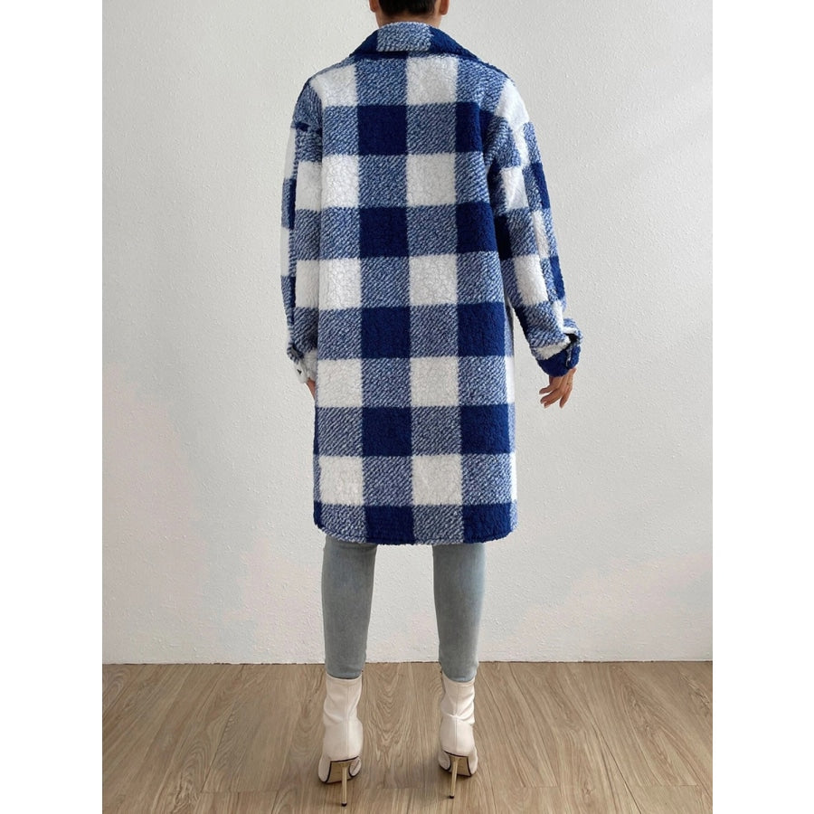 Plaid Collared Neck Button Down Coat