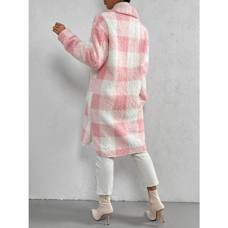 Plaid Collared Neck Button Down Coat