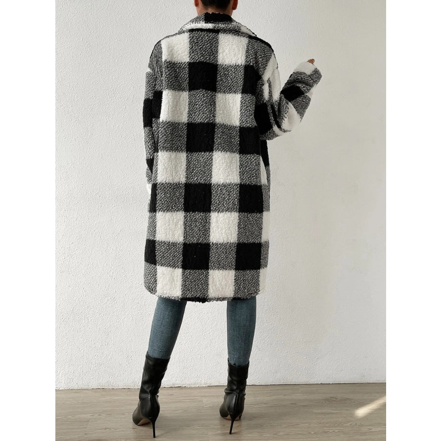 Plaid Collared Neck Button Down Coat