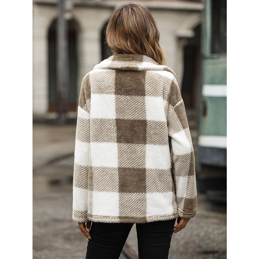 Plaid Collared Neck Button Down Jacket