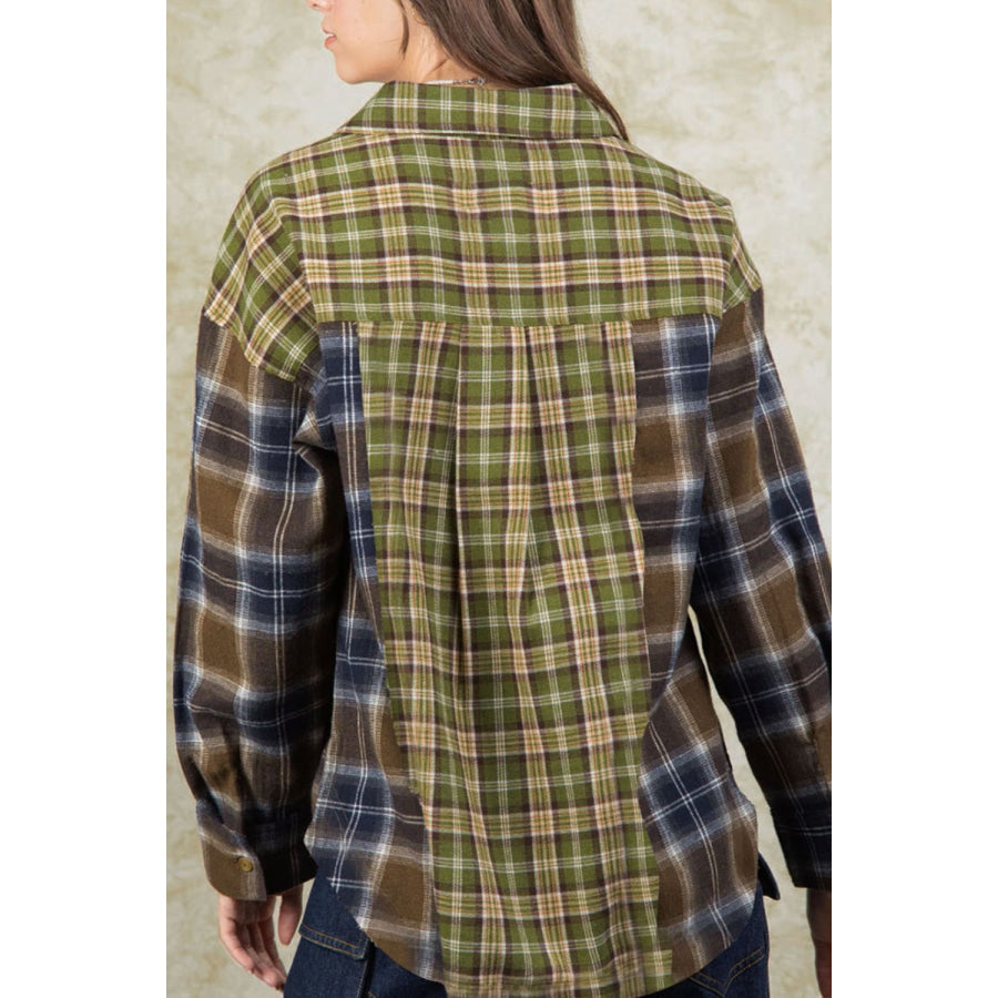 Plaid Collared Neck Button Up Long Sleeve Shirt Apparel and Accessories