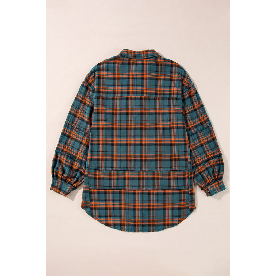 Plaid Collared Neck Long Sleeve Shirt Apparel and Accessories