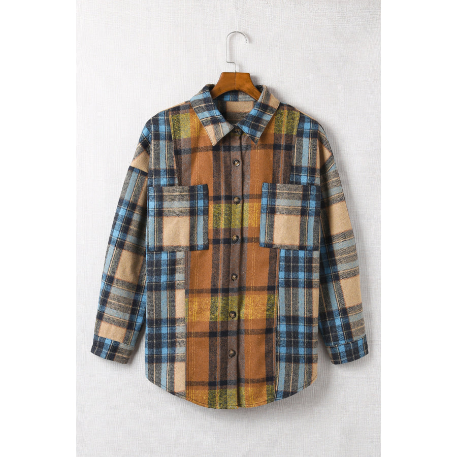 Plaid Collared Neck Long Sleeve Shirt Apparel and Accessories
