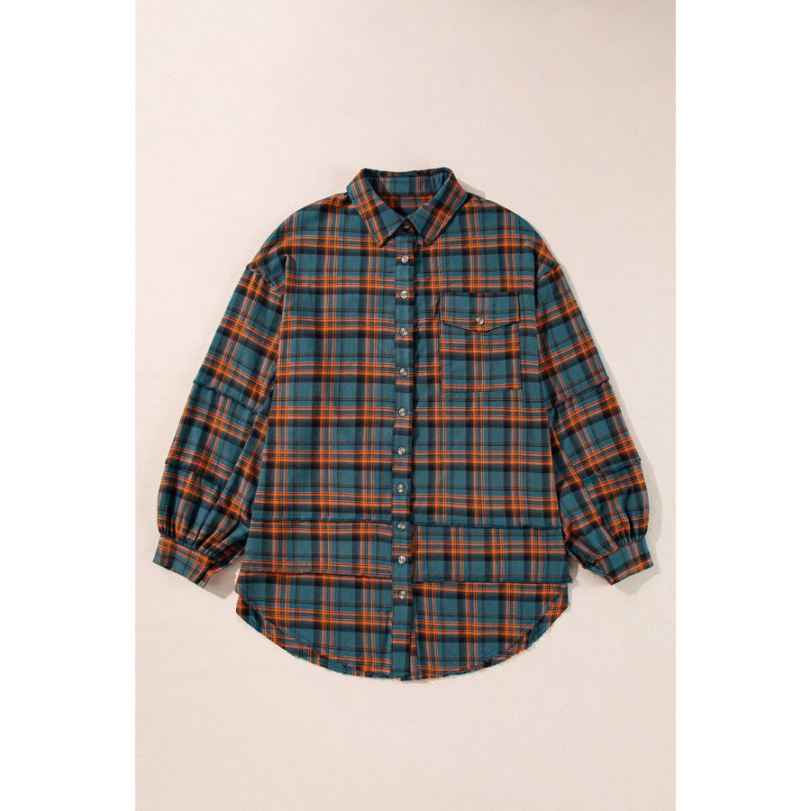 Plaid Collared Neck Long Sleeve Shirt Apparel and Accessories