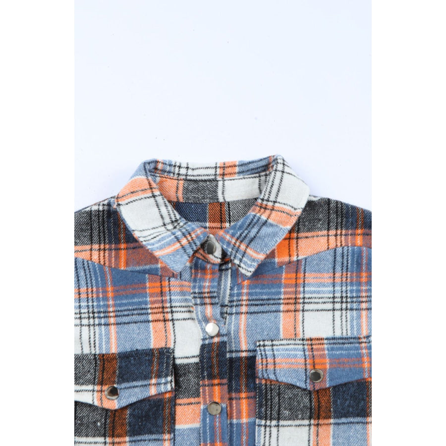 Plaid Collared Neck Long Sleeve Shirt Apparel and Accessories