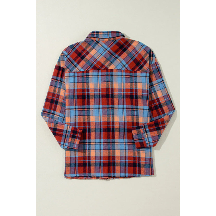 Plaid Collared Neck Long Sleeve Shirt Apparel and Accessories