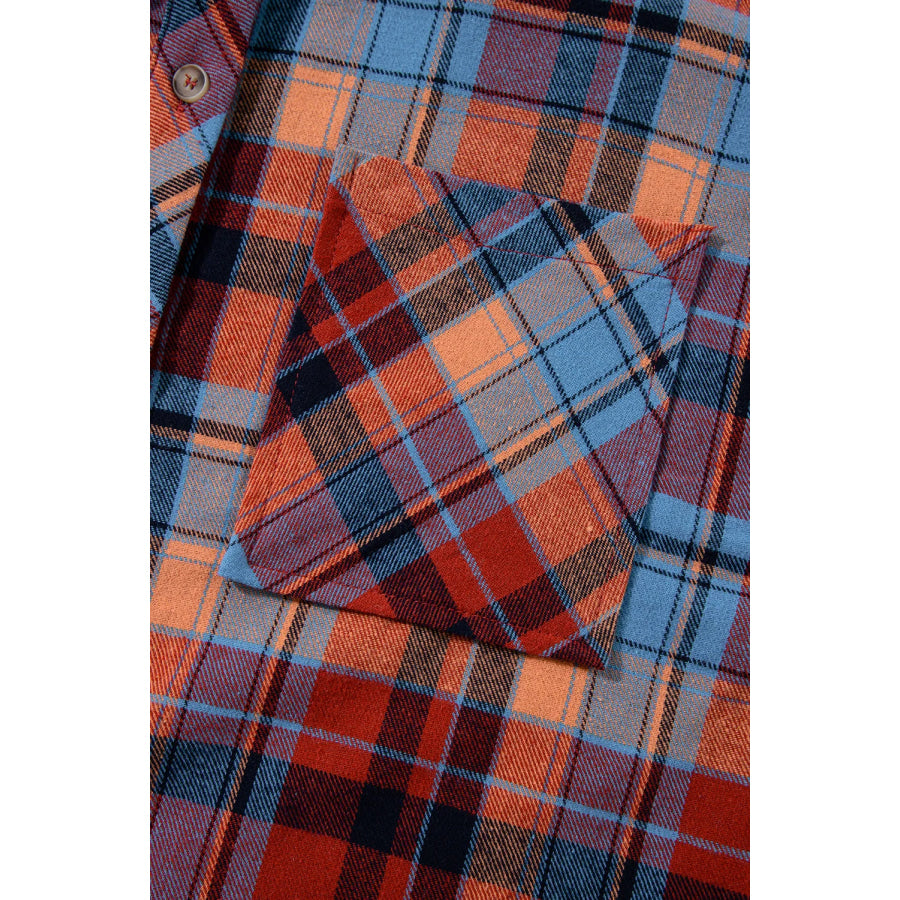 Plaid Collared Neck Long Sleeve Shirt Apparel and Accessories