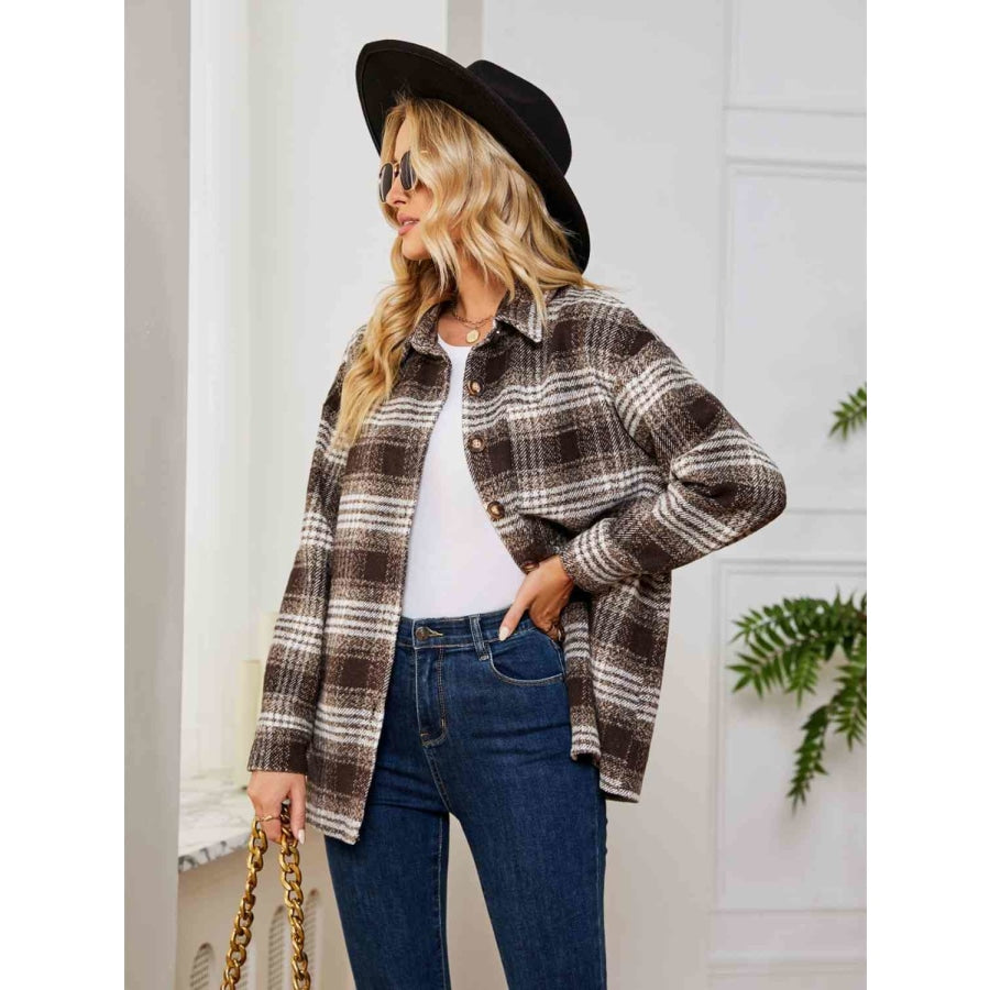 Plaid Collared Shirt Jacket