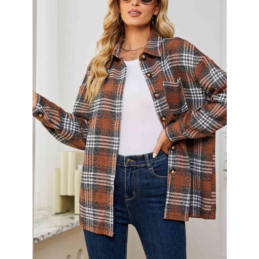 Plaid Collared Shirt Jacket