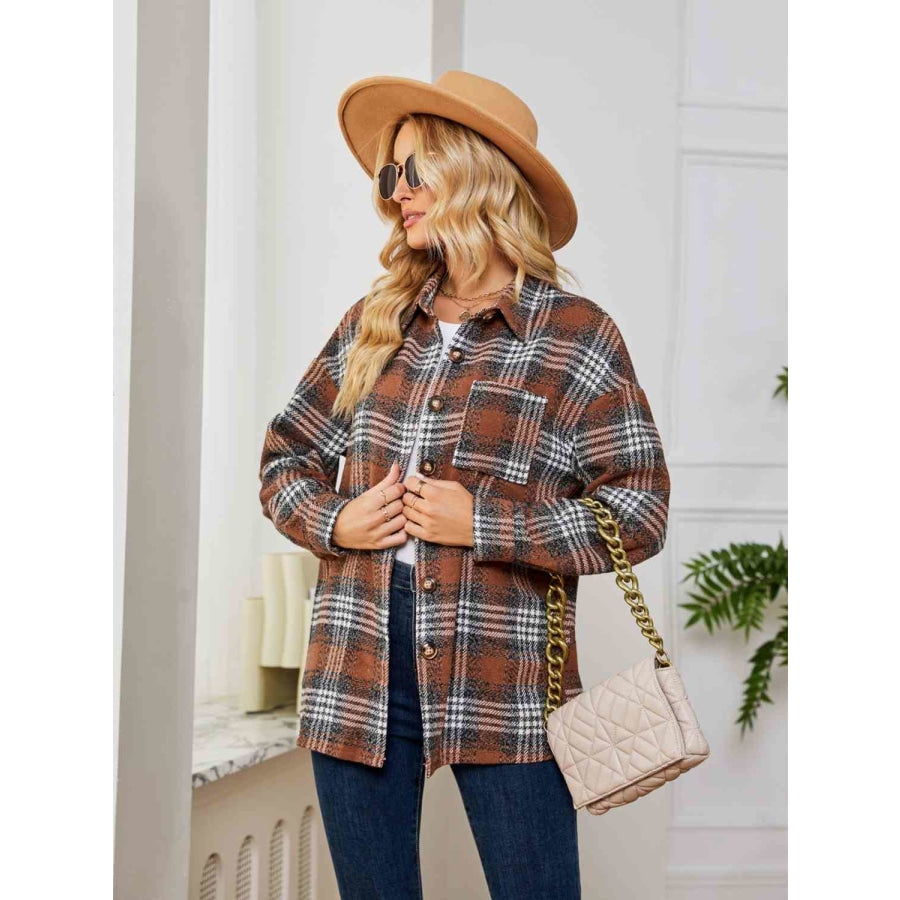 Plaid Collared Shirt Jacket