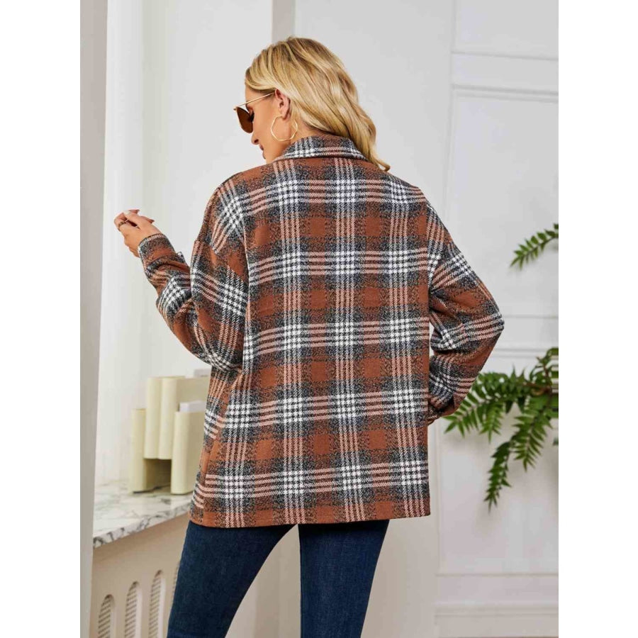 Plaid Collared Shirt Jacket