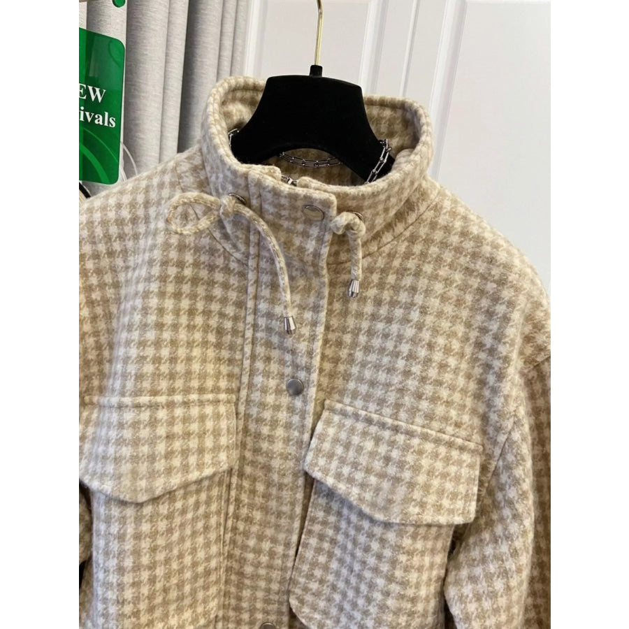 Plaid Cropped Zip-Up Jacket Apparel and Accessories