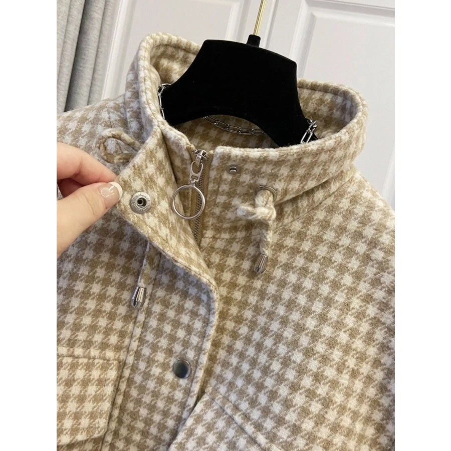 Plaid Cropped Zip-Up Jacket Apparel and Accessories