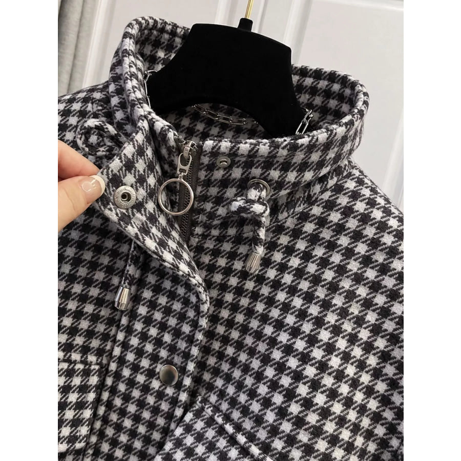 Plaid Cropped Zip-Up Jacket Apparel and Accessories
