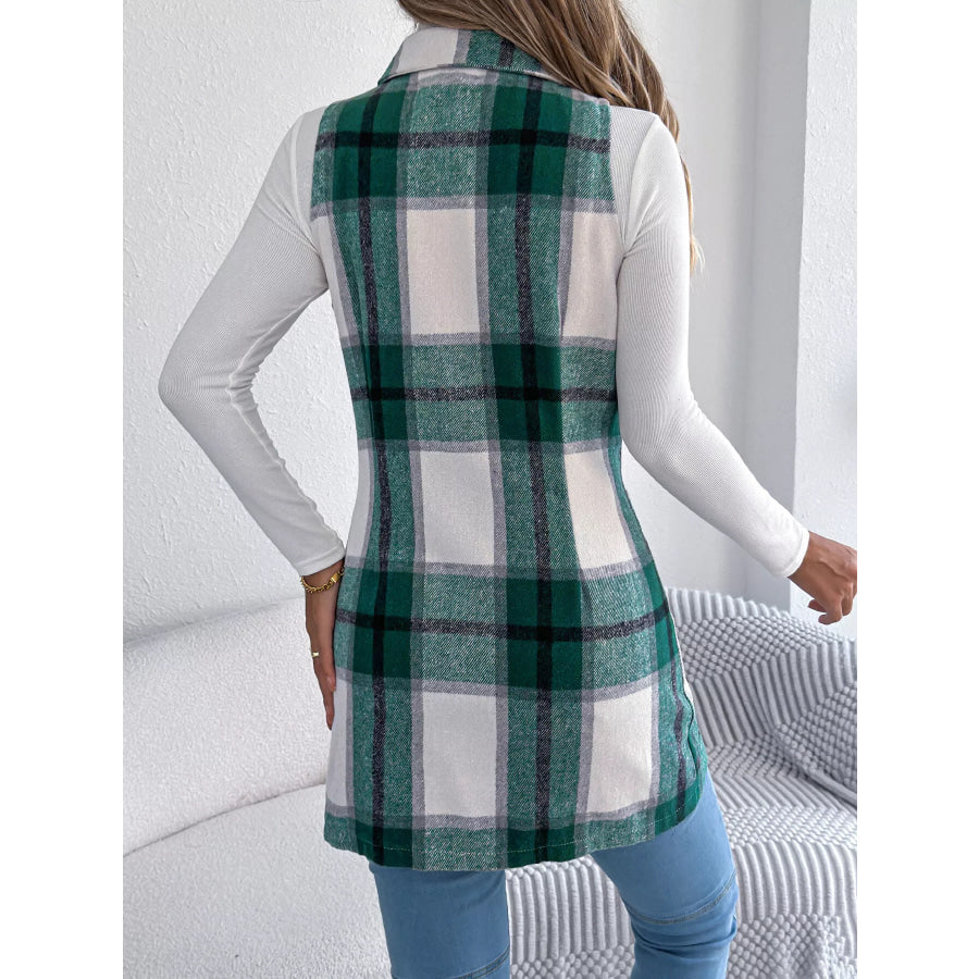 Plaid Double-Breasted Vest Coat Apparel and Accessories