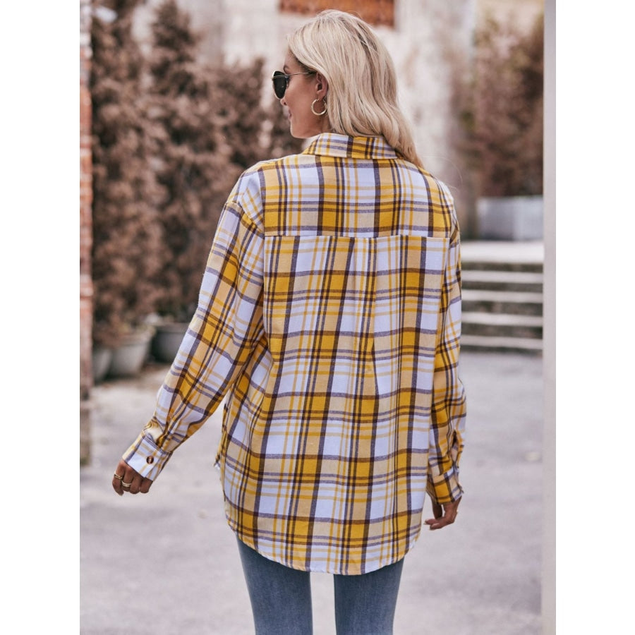 Plaid Dropped Shoulder Longline Shirt